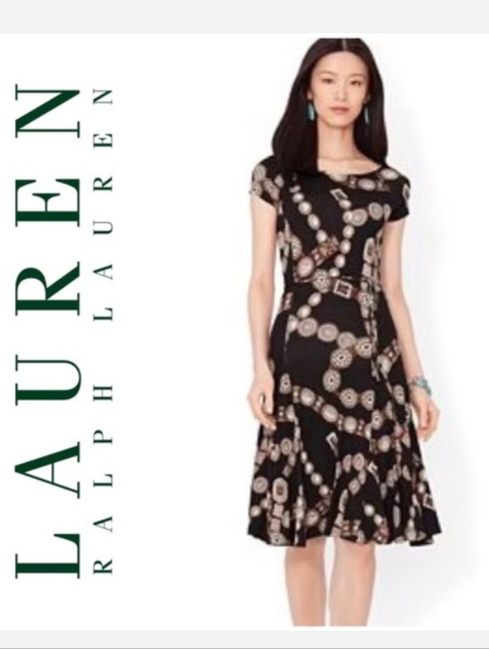 Lauren Ralph Lauren Western Collection Midi Dress Southwest Cowgirl Concho Small